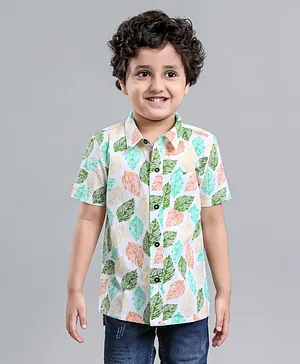 Kookie Kids Printed Shirts Half Sleeves Green S (12-18M)Boy