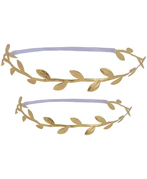 Arendelle Mother And Daughter Fern Leaf Foil Headbands Set Of 2 - Gold
