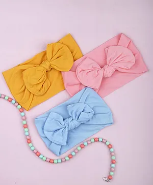 Arendelle Knotted Bow Applique Solid Pack of 3 Headbands - Multicolor