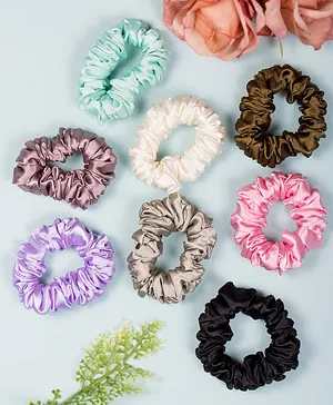 Arendelle Pack Of 8 Satin Scrunchies - Multi Colour
