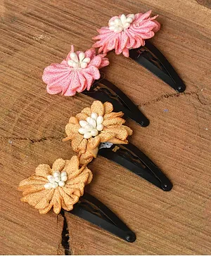 Funkrafts Self Design Flower Detail Pack Of 2 Hair Clip Pairs - Multicolor