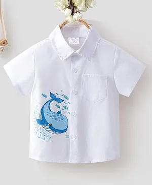 Kookie Kids Half Sleeves Shirt Whale Print - White