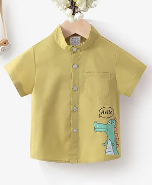 Kookie Kids Half Sleeves Shirt Dinosaur Print - Green