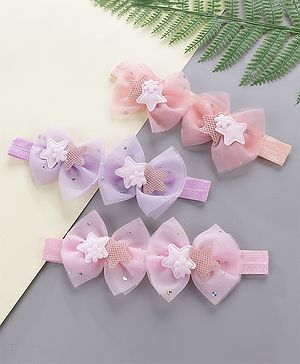 Babyhug Bow Appliquse Hairbands Pack Of 3 - Multicolour