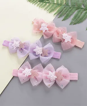 Babyhug Bow Appliquse Hairbands Pack Of 3 - Multicolour 