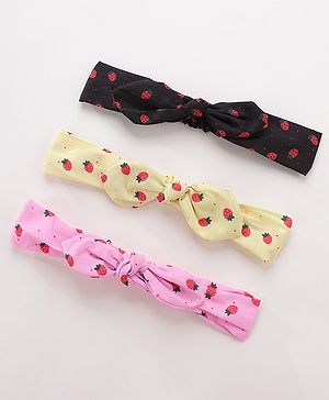 Babyhug Headbands Pack Of 3 - Pink, Yellow & Black
