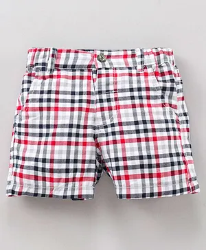 Simply Knee Length Shorts Check Print - Red White