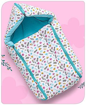 Babyhug Sleeping Bag Flower and Leaf Print- Blue