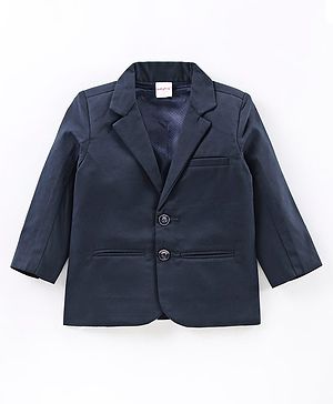 Babyhug Full Sleeves Party Wear Blazer Solid - Blue