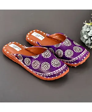 Little Palz Floral Motif Print Sandals - Purple