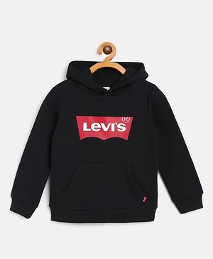 Levi's Full Sleeves Logo Printed Hoodie - Black