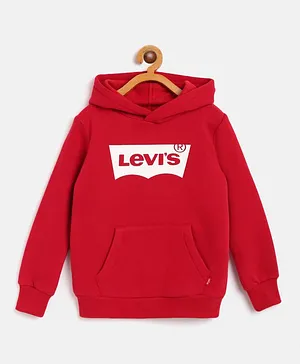 Levi's Full Sleeves Logo Printed Hoodie - Red