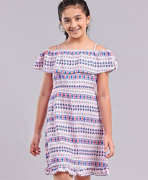 Pine Kids 100% Cotton Woven Summer Frocks with Striped - Multicolor