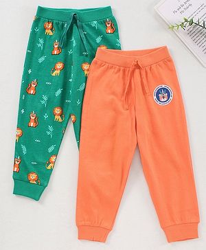 Babyhug Full Length Lounge Pant Animal Print Pack of 2 - Orange Green