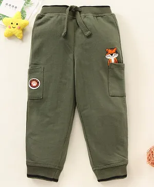 Babyhug Cotton Full Length Lounge Pants Printed - Olive Green
