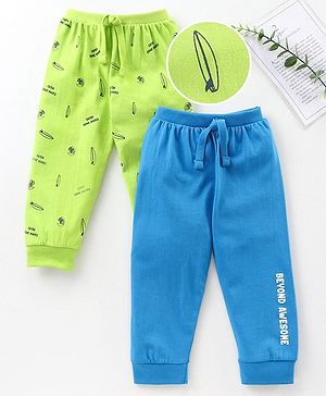 Babyhug Full Length Lounge Pant Multi Print Pack of 2 - Green Blue