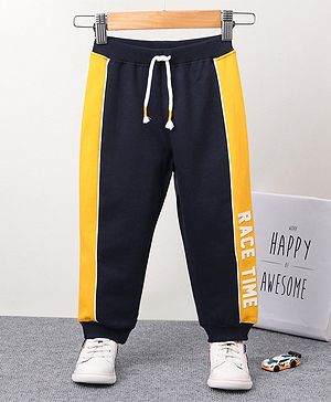 Babyhug Full Length Knit Ribbed Waist Lounge Pants - Yellow