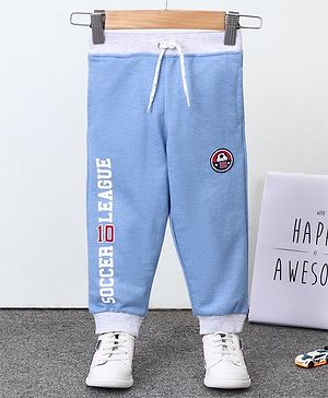 Babyhug Full Length Lounge Pant Text Print - Light Blue