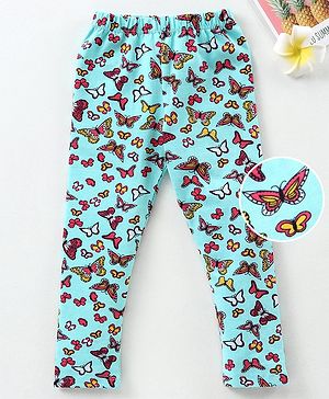 Babyhug Full Length Leggings Butterfly Print - Blue