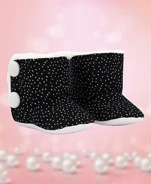Coco Candy Long Polka Dotted Booties - Black