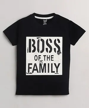 TOONYPORT Half Sleeves Boss Of The Family Text Print Tee - Black