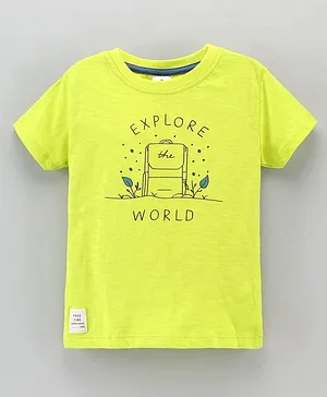 Ollypop Half Sleeves T-Shirt Text Print - Green