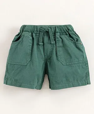 Simply Knee Length Solid Shorts - Olive Green