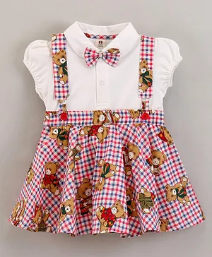 ToffyHouse Cap Sleeves Top & Skirt Set Bear Print - Multicolor