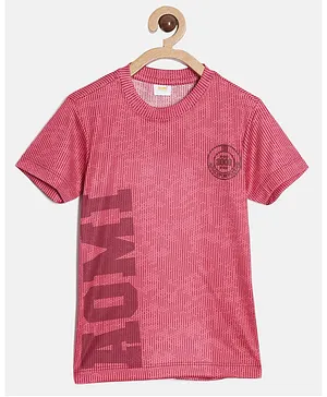 Aomi Half Sleeves Brand Name Text Print Tee - Red