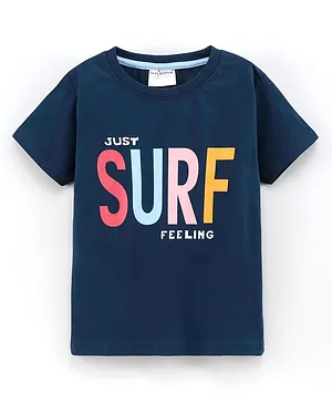 Lazy Bones Half Sleeves T-Shirt Text Print - Blue