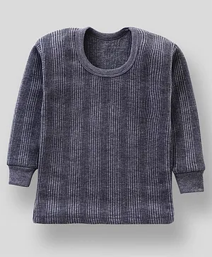 Tiny Bugs Full Sleeves Striped Thermal Tee - Grey