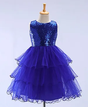 The KidShop Sleeveless Classy Sequin Embellished Dress - Blue