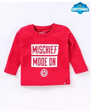 Bodycare Full Sleeves T-Shirt Text Print - Red