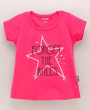 Fido Short Sleeves Top Text Print - Pink