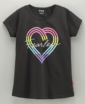 Fido Short Sleeves Top Heart Print - Black