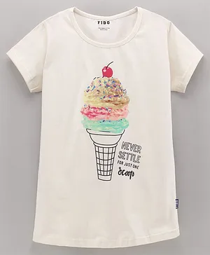 Fido Short Sleeves Top Ice Cream Print - Off White