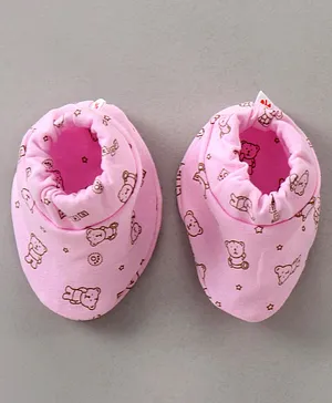 Child World Booties Bear Print - Light Pink