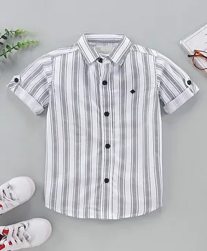 JASH KIDS Half Sleeves Shirt Stripes Print - White