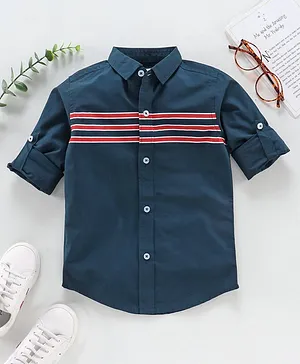 JASH KIDS Half Sleeves Shirt Stripes Print - Blue