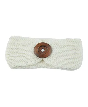 MOMISY Woollen Knitting Button Headband - White