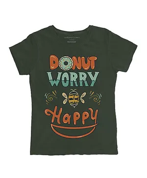 THREADCURRY Donut Worry Print Short Sleeves Tee - Green