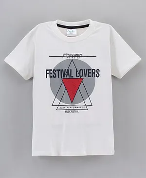 Grab It Half Sleeves Tee with Graphics - Off White