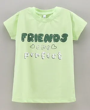 Grab It Half Sleeves T-Shirt Friends Print - Light Green