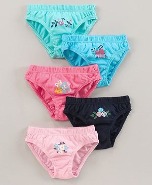 Babyhug Cotton Panties Floral Printed Pack of 5 - Multicolour