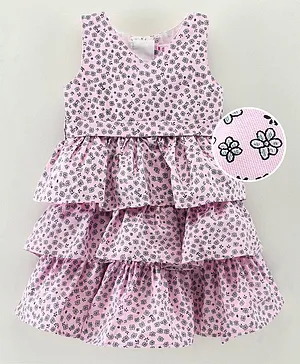 Rassha Sleeveless Floral Print Dress - Baby Pink
