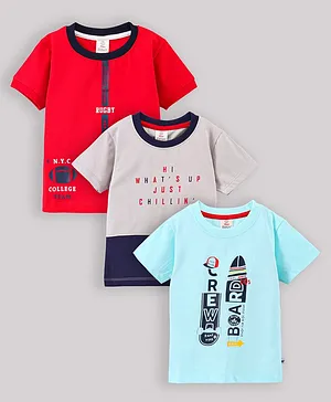Mini Donuts Half Sleeves Printed Tee Pack of 3 - Multicolor