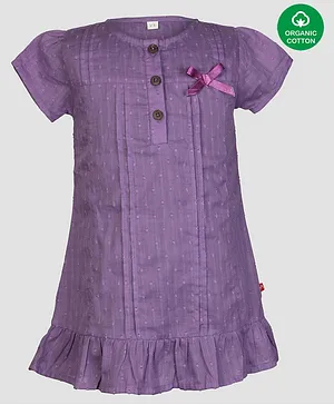Nino Bambino Self Design Short Sleeves Tunic Top - Purple
