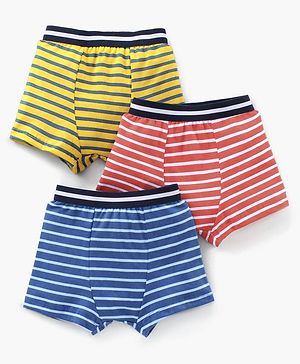 Babyhug Stripe Briefs Pack of 3 - Yellow Red Royal Blue