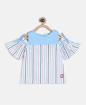 Tales & Stories Half Sleeves Striped Top - White