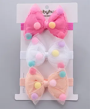 Babyhug Headbands Bow Applique Pack Of 3 - Multicolour 